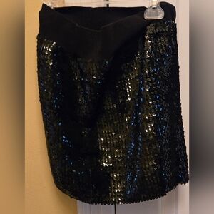 Frederick's of Hollywood Womens Black Sequin  Mini Skirt Party Sequin Glam